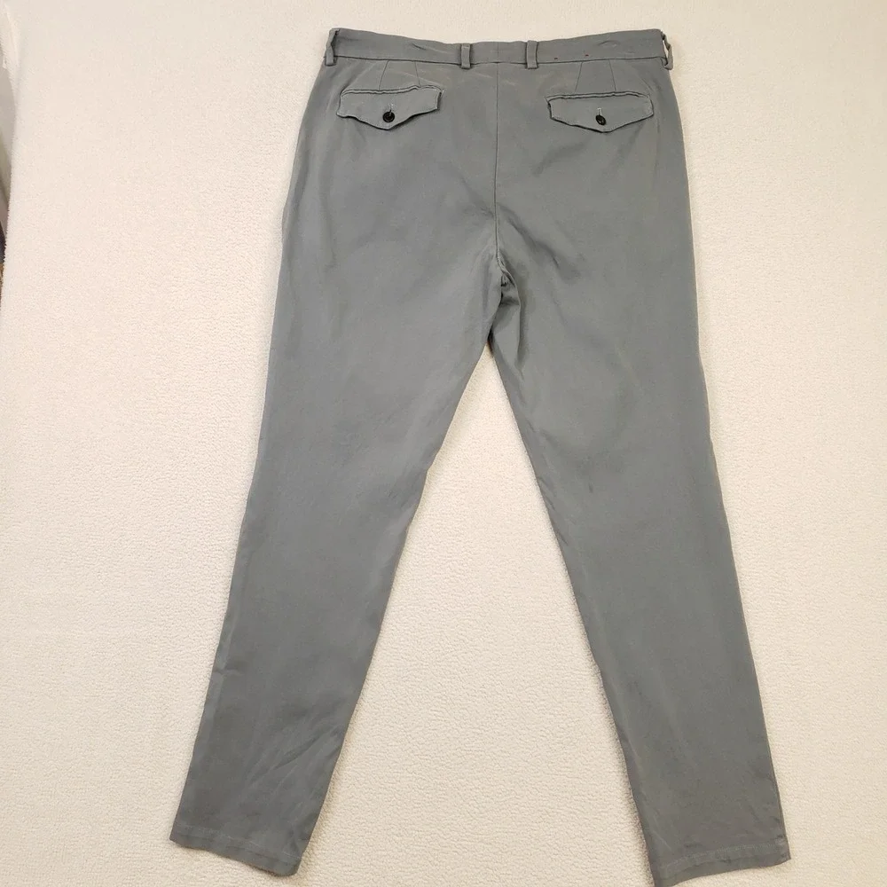 Eleventy Chino Pants Mens 34R Gray Pleated Cotton Blend Trousers Made in Italy
